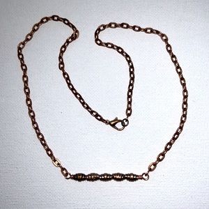 Artisan Handmade Copper Beaded Bar Necklace 7th Anniversary Gift Bohemian Work